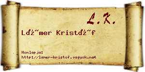 Lámer Kristóf névjegykártya